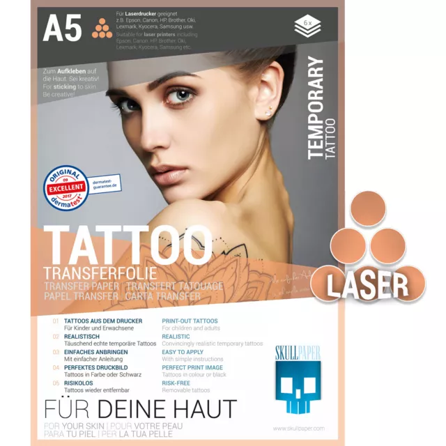 SKULLPAPER® Tattoo-Transferfolie - A5 - 6 Blatt - Laser