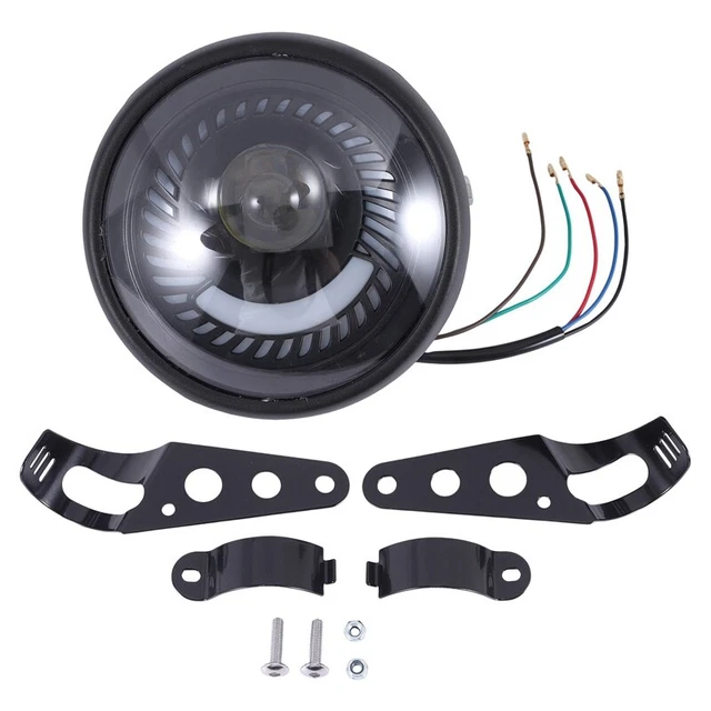 Faro LED a spirale moto Cafe Racer Bobber 6,5 pollici montaggio laterale bianco 989