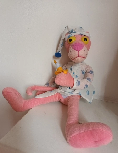 PANTERA ROSA con pigiama e candela pupazzo peluche VINTAGE cm 40