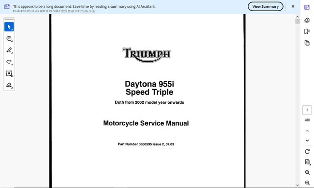 TRIUMPH DAYTONA 955I 2002-2006 Workshop Repair Service Manual PDF £5.60 ...