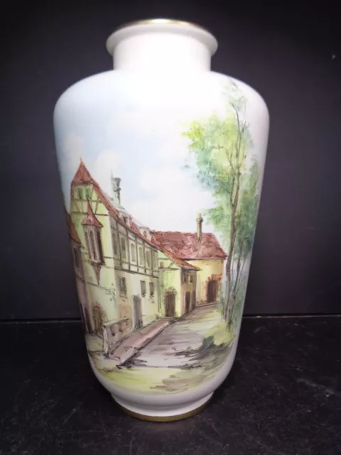 Vintage Bellagio Italy Hand Painted Vase Approximately 25cm