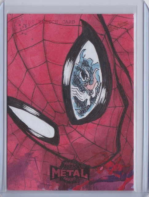 2021 Ud Marvel Metal Universe Spider-Man & Venom 1/1 Sketch By Chris Botterill