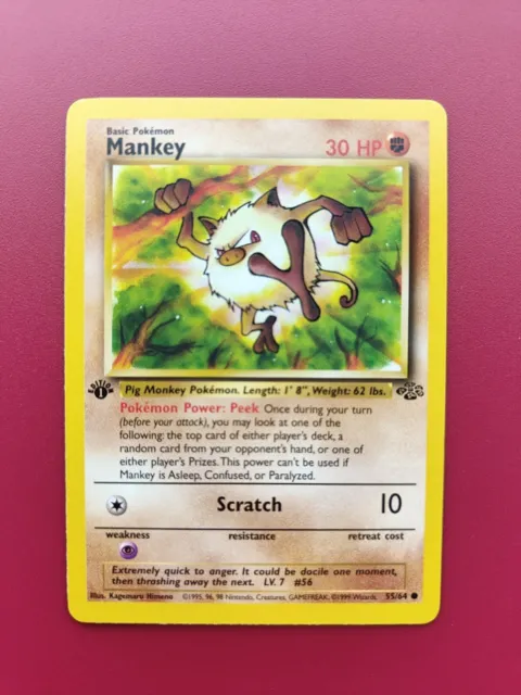Pokémon TCG Mankey Jungle 1st Edition Common 55/64 - Pack Fresh/ Mint