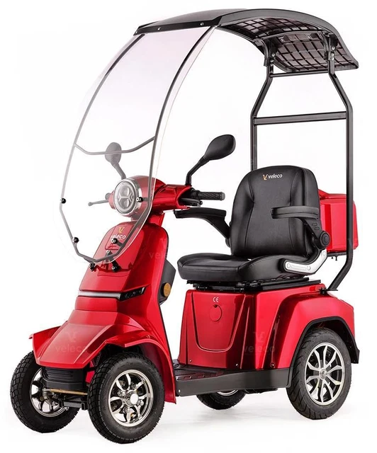 Scooter électrique GRAVIS 4 Roues Avec Toit - 60V 1000W - 45-60km Autonomie - Rouge - Neuf