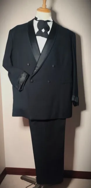 Mens Rare Original 1930s / 40s DJ Black Dinner Evening Suit Tuxedo Size 46c 42w