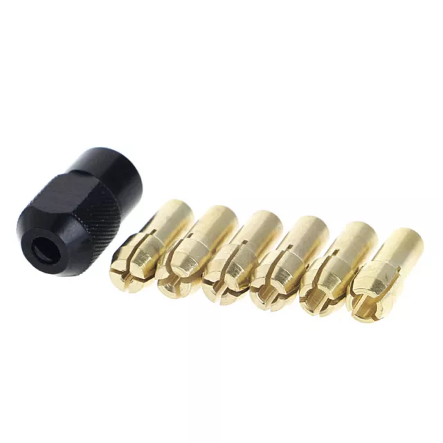 7Pcs Brass Collet 1.0/1.6/2.0/2.4/3.0/3.2 + Check 0.75 Fits Rotary Tools