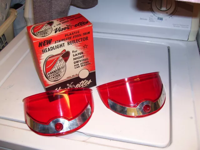 1960s Antique nos Headlight Visors Reflectors Vintage Chevy Ford Hot rat Rod 55