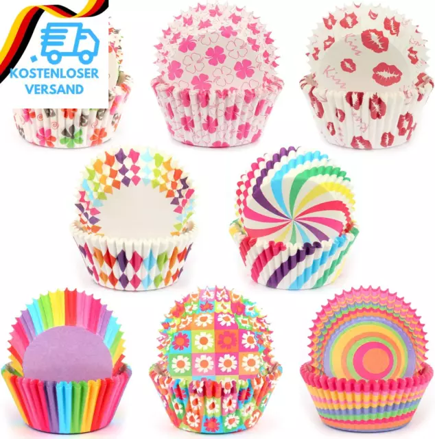 Septeamay 200 Stück Muffinförmchen Papier Cupcake Formen, 8 Arten Von Mustern Ko