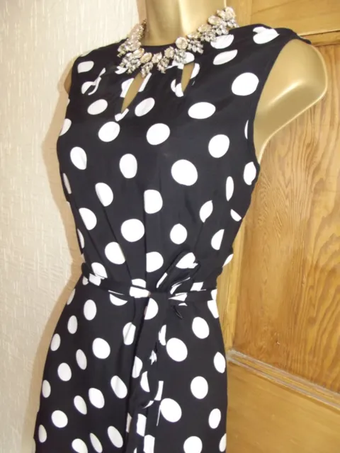 WALLIS❤️ £40 Beautiful Style 50's Size 18 P  Black Polka Dot Dress Wedding