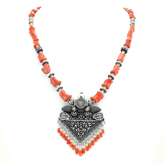 Gemstone necklace natural coral gemstone jewelry antique beaded handmade jewelry