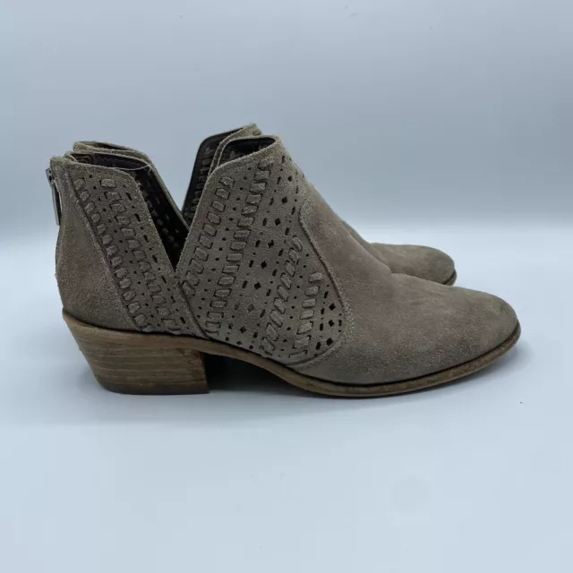 Vince Camuto Womens Size 9 Gray Suede Cut Out Heeled Ankle Boots Zip Back