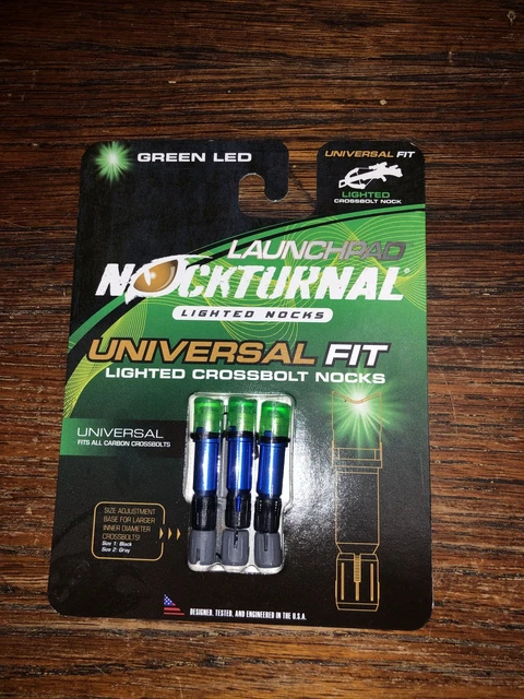 Launchpad Nockturnal Lighted Crossbolt Nocks 3pk Green LED Universal Fit NT-775
