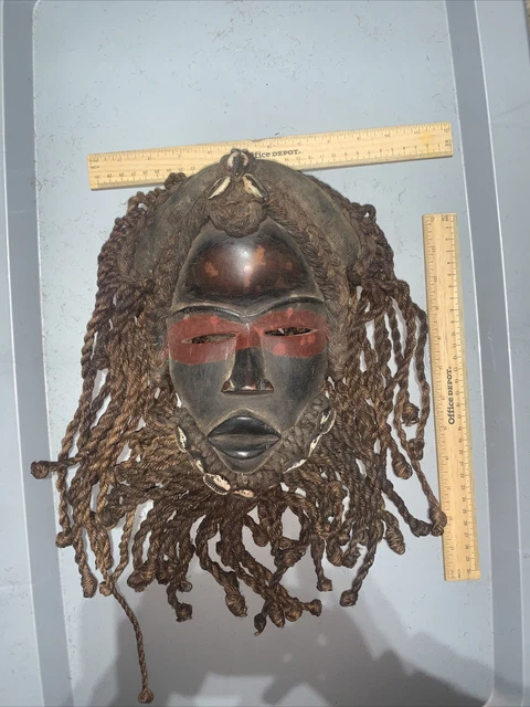 Dan Mask with Cowries and Rope Beard African mask great size OFFERS #14 4