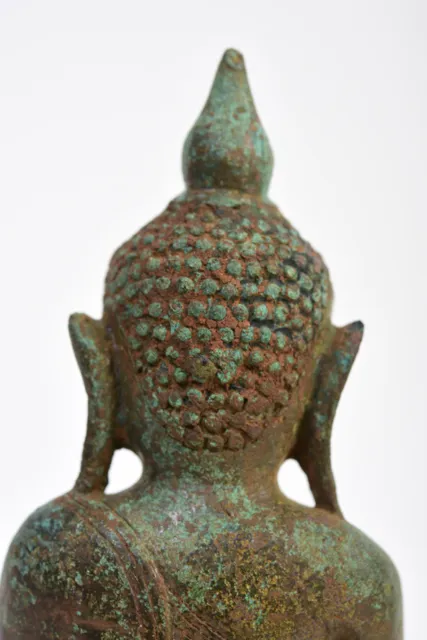 16th Century, Shan, Antique Burmese Bronze Seated Buddha 9