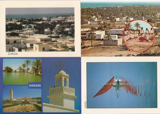 Lot 4 cartes postales anciennes TUNISIE TUNISIA ZARZIS