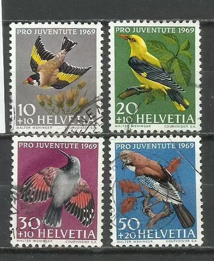 9352I-Sellos Suiza Serie Completa  Pro Juventud.1969 Nº846/9 Aves Pájaros Fauna.