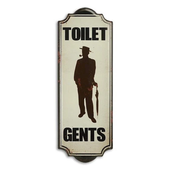 9973929-x Retrò Vintage Targa di Latta Wc Toilette Gents 35,5x12,5cm