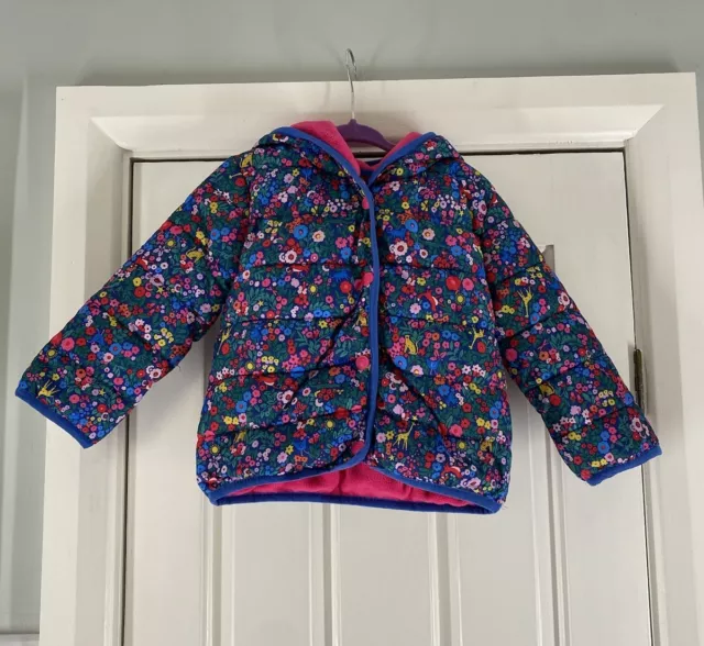 Joules Baby Girls Age 9-12 Months Blue Floral Jesse Jacket Padded Coat Hooded