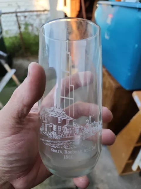 Sears Roebuck and Co 100 Year Centennial Clear Drinking Glass 1886 - 1986 Vtg