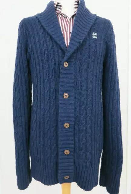 G-STAR RAW CORRECT Men's Dark Blue Wool Rich Cable Knit Chunky Cardigan  Size L £48.00 - PicClick UK