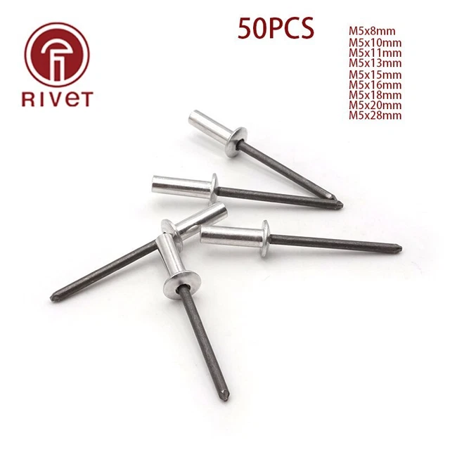 50PCS M5*8/10/11/13/15/16/18/20/28 15973 Rivets Closed End Blind Round Dome Head