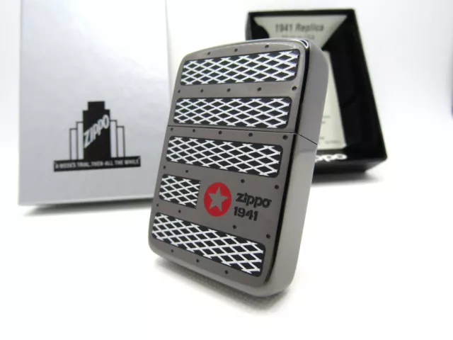 1941 Replica Grill Mesh Star Etching Black ZIPPO 2018 MIB Rare