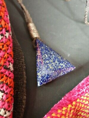 Old Lapis Pendant on Leather Cord …beautiful collection and accent piece