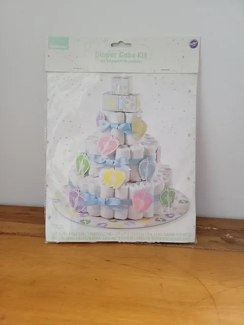 Wilton Occasions Baby Shower Diaper Cake Kit -Base, Ribbons, Paper Blocks & Feet