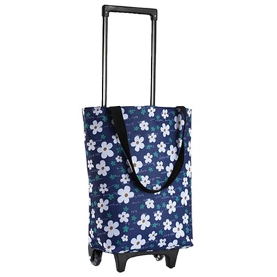 Termo Carrellino SPESA TROLLEY acquisto ROLLER Alessandro XL 12895 blu fiori bianchi 