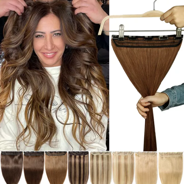 Ombre Dick Ein Tressen Clip In 100% Remy Echthaar Extensions Weft Haarteil Braun