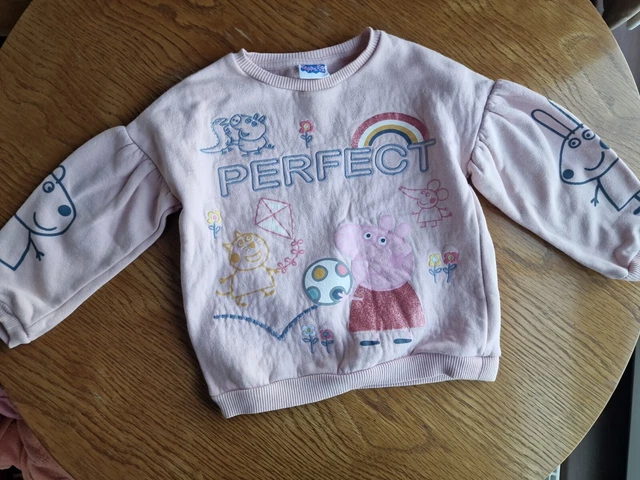 bambina 3-4 anni Peppa pig felpa arcobaleno maglione top vestiti estivi next da