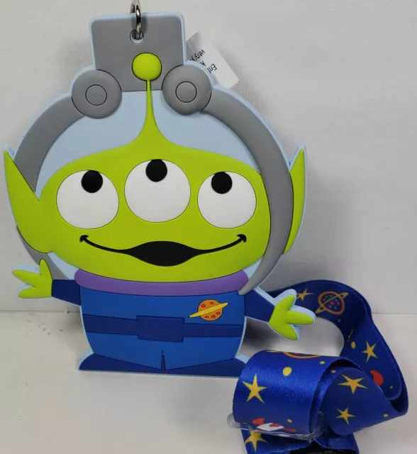 NEW Disney Parks Large Toy Story Little Green Alien Man ID Holder and Lanyard
