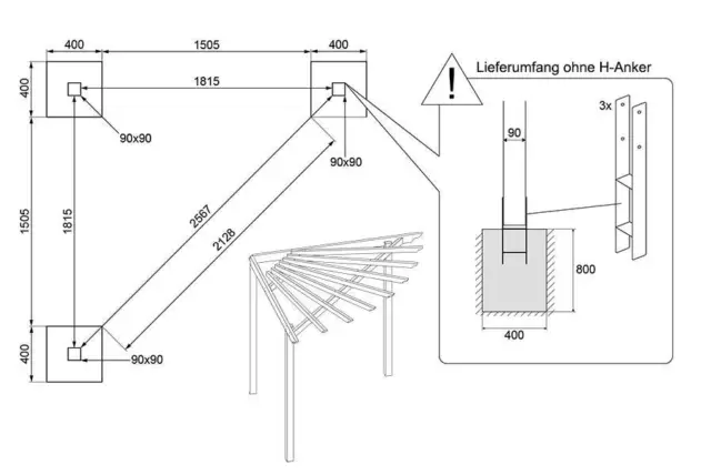 Pergola d'angle 240 x 240 x 220 cm pergola en bois pour terrasse coin jardin 3