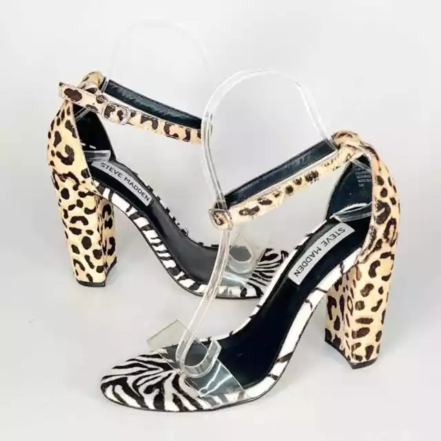 Steve Madden CarrsonL Cow Hair Cheetah & Zebra Print Heels 6.5 NWOT 2