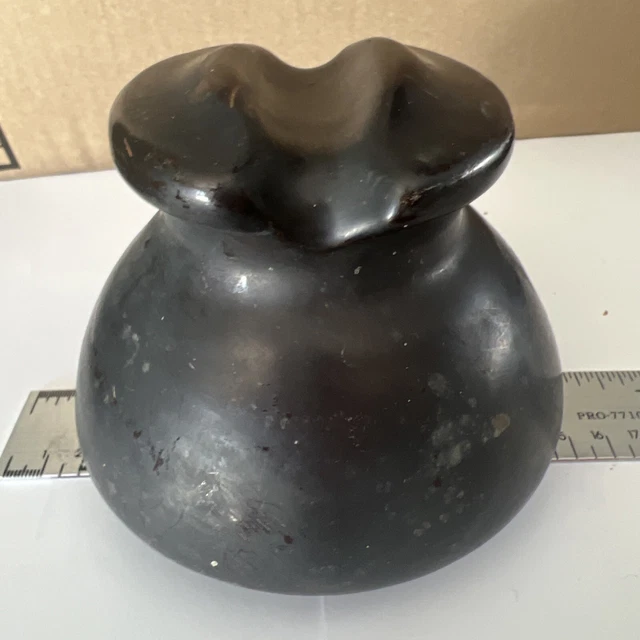 Porcelain Saddle ￼Style Insulator, Vintage, Dark Brown, Train Smoke Patina, 4.5”
