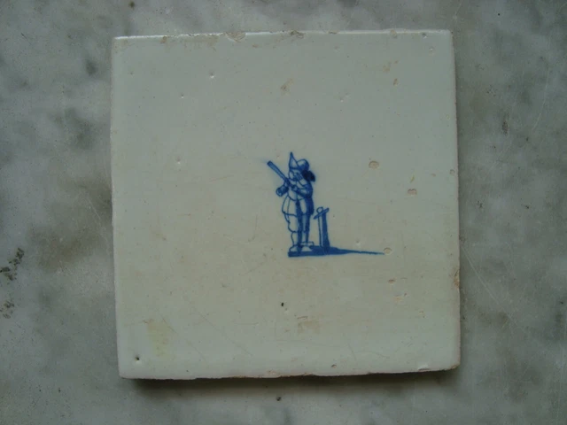 17th century delft handpainted dutch delftware tile baseball, sport  ,honkbal