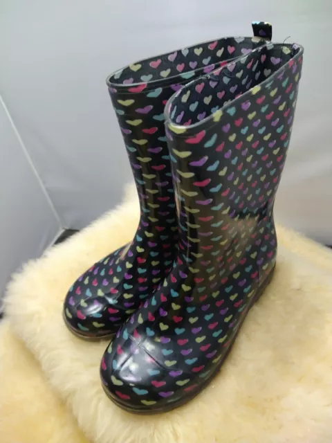 Woman's Snow Rain Waterproof Boot Capelli Rainbow Poka Dot Hearts 3-4 Slip Ons