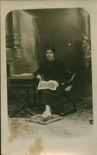 Antique Woman Laying With Her Book Photo Card
