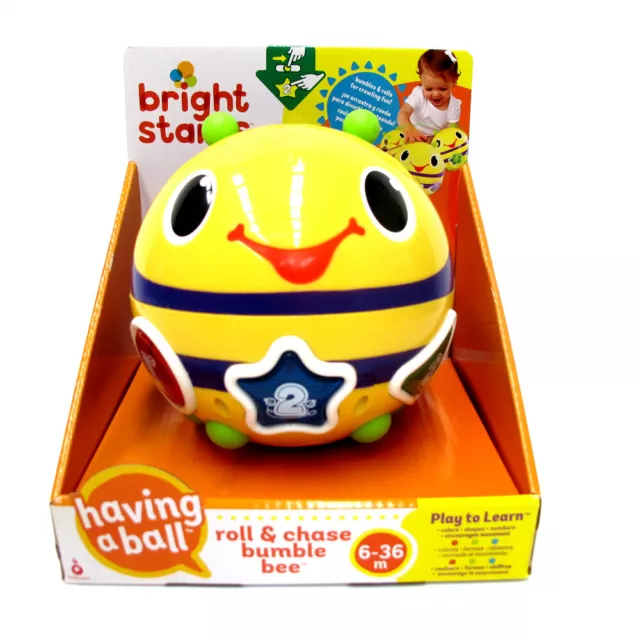 Bright Starts Roll & Chase Bumble Bee Colors Numbers Shapes Kids Baby Play Toy