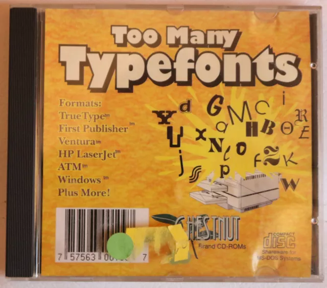 Logiciel Too Many Typefonts PC CD-ROM
