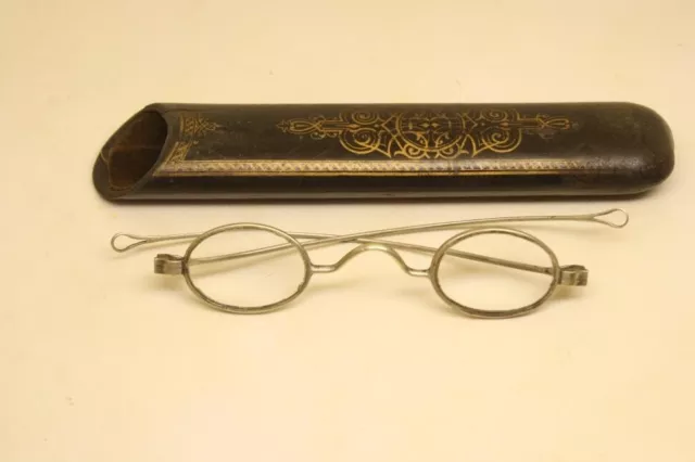 Antique Eyeglasses 19th Century Steel Straight Temple Glasses Vintage 1800s