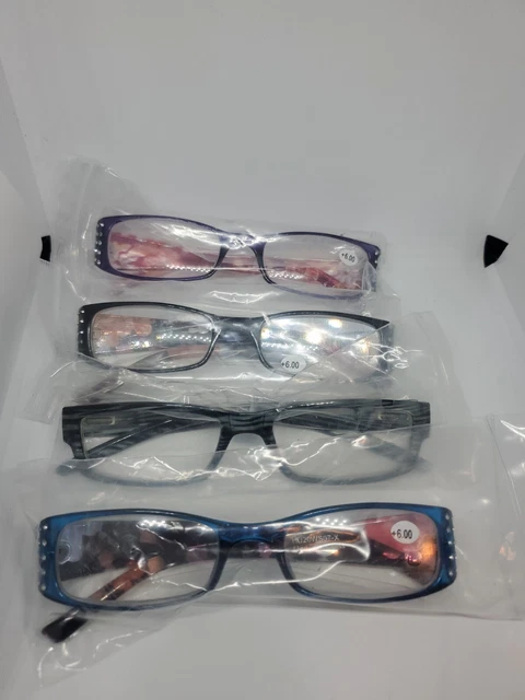 4 pares de gafas de lectura de diseño para mujer +6,00