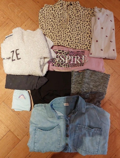 Girls' Clothes Bundle x9 Age 10-12 Yrs Tops Leggings, Next Shirt, Pyjamas, Pants