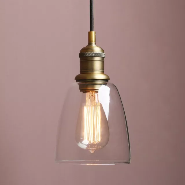 Modern Vintage Industrial Kitchen Clear Glass Shade Pendant Light Ceiling Lamp