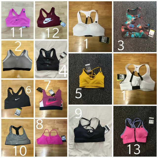 Nike Sports Bra Compression Dri Fit Medium Support Womens Swoosh Bras Gym