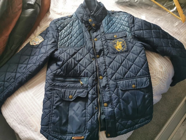 SANTA MONICA POLO club Padded Jacket size L Navy Blue 15.00 PicClick UK