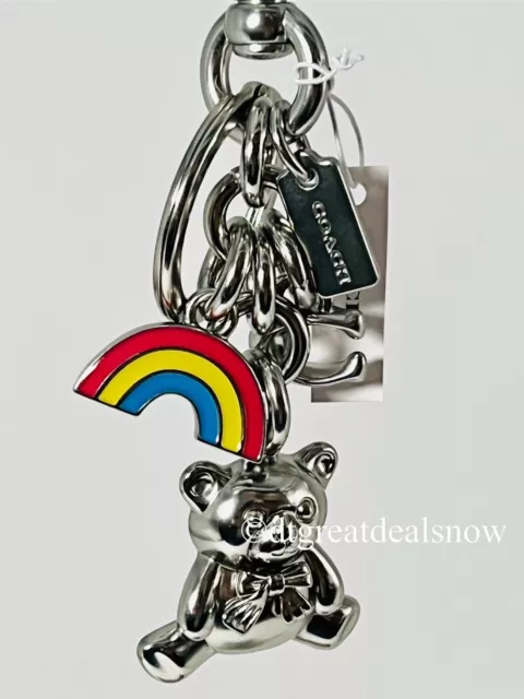 Coach+Gold+Hologram+3d+Teddy+Bear+Bag+Charm+Keychain+F87166 for sale online