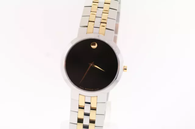 Men's Movado 0606062 FACETO Black Dial Two-tone Stainless Steel Watch