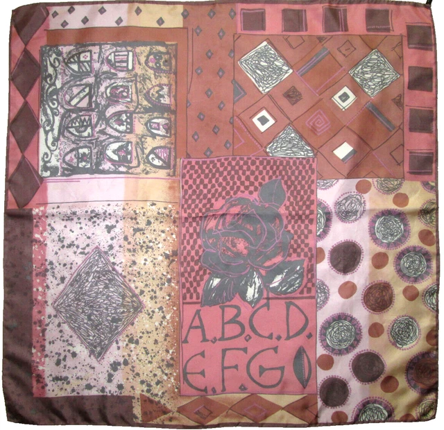 Superbe foulard PAPILLON soie TBEG vintage scarf 84 x 86 cm
