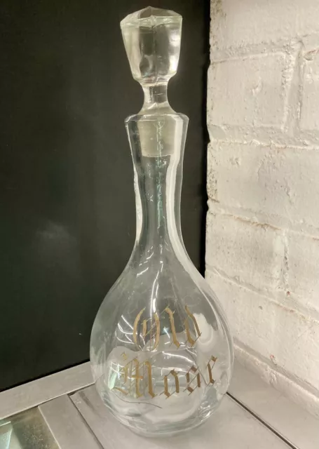 OLD MOSE CUT ENGRAVED PRE PRO BACKBAR WHISKEY DECANTER WITH STOPPER EARLY 1900s